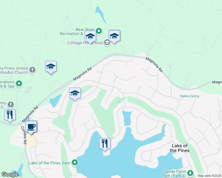 map of restaurants, bars, coffee shops, grocery stores, and more near 23132 Cypress Point Court in Auburn