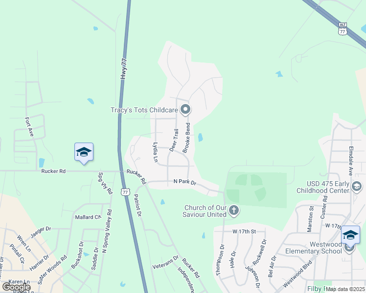 map of restaurants, bars, coffee shops, grocery stores, and more near 2110 Brooke Bend in Junction City