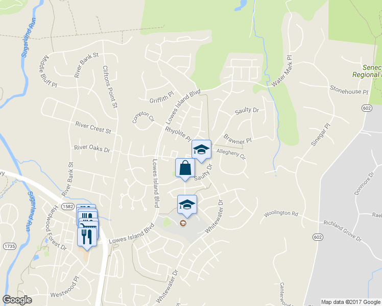 map of restaurants, bars, coffee shops, grocery stores, and more near 20546 Willoughby Square in Lowes Island
