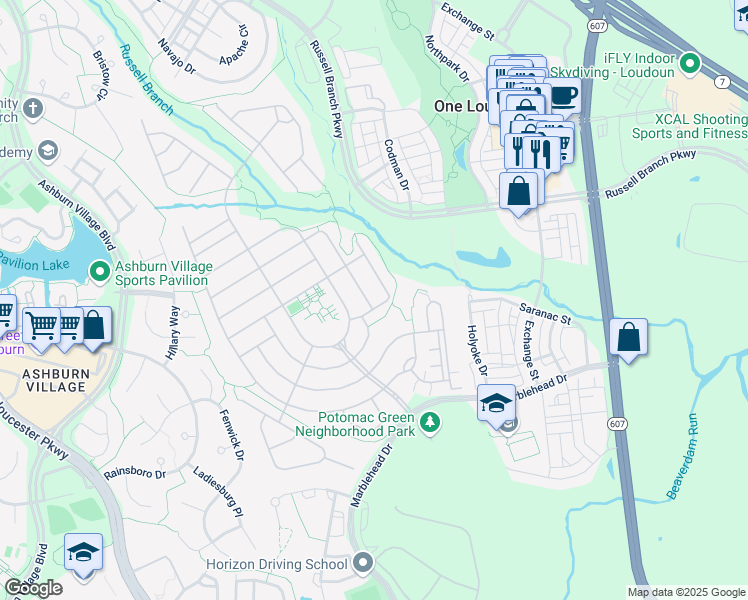 map of restaurants, bars, coffee shops, grocery stores, and more near 44508 Maltese Falcon Square in Ashburn