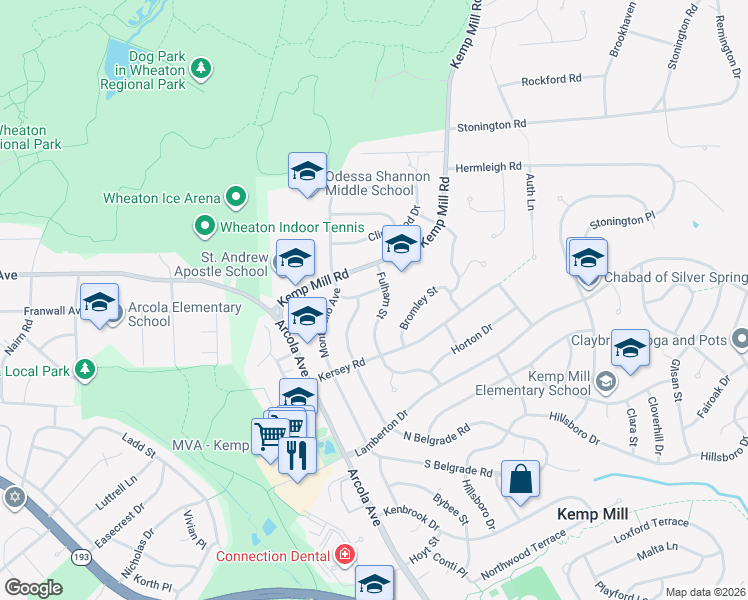 map of restaurants, bars, coffee shops, grocery stores, and more near 902 Holborn Street in Silver Spring
