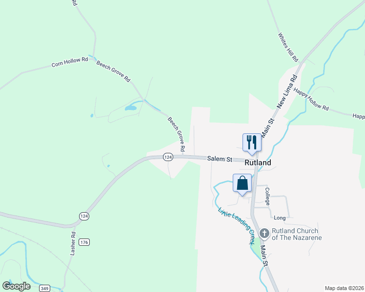 map of restaurants, bars, coffee shops, grocery stores, and more near County Highway 16 in Rutland