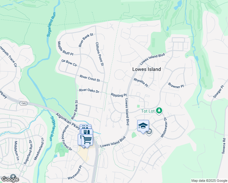 map of restaurants, bars, coffee shops, grocery stores, and more near 47500 Saulty Drive in Sterling