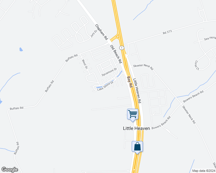 map of restaurants, bars, coffee shops, grocery stores, and more near 239 Loon Court in Frederica