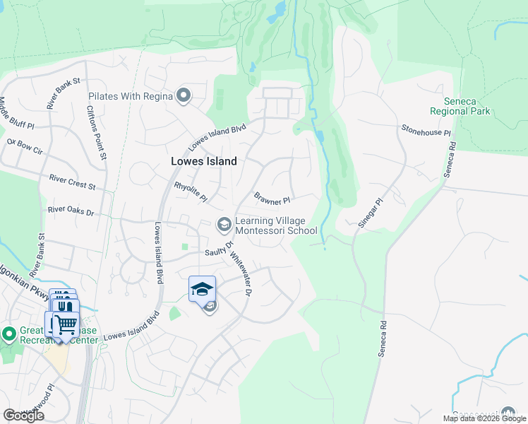map of restaurants, bars, coffee shops, grocery stores, and more near 47728 Allegheny Circle in Sterling