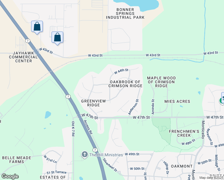 map of restaurants, bars, coffee shops, grocery stores, and more near 4511 Silverheel Street in Shawnee