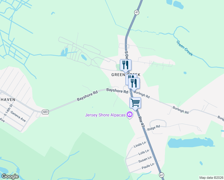 map of restaurants, bars, coffee shops, grocery stores, and more near 20 Bay Shore Road in Villas