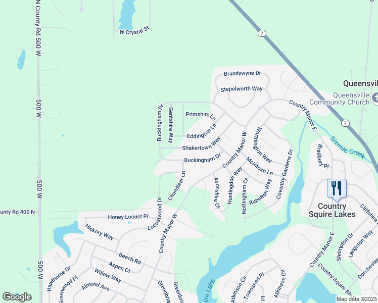 map of restaurants, bars, coffee shops, grocery stores, and more near 2498 Shakertown Way in North Vernon