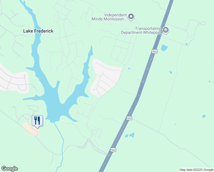map of restaurants, bars, coffee shops, grocery stores, and more near 105 Cottontail Drive in Lake Frederick