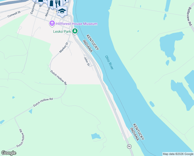 map of restaurants, bars, coffee shops, grocery stores, and more near 298 Ohio River Scenic Byway in Aurora