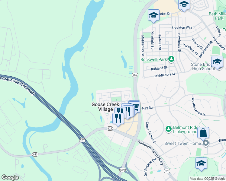 map of restaurants, bars, coffee shops, grocery stores, and more near 42720 Keiller Terrace in Ashburn