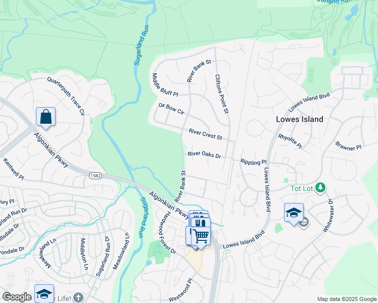 map of restaurants, bars, coffee shops, grocery stores, and more near 20537 Mason Oak Court in Sterling