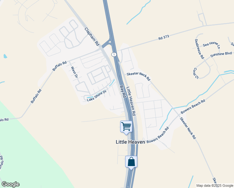 map of restaurants, bars, coffee shops, grocery stores, and more near 212 Kestrel Court in Frederica