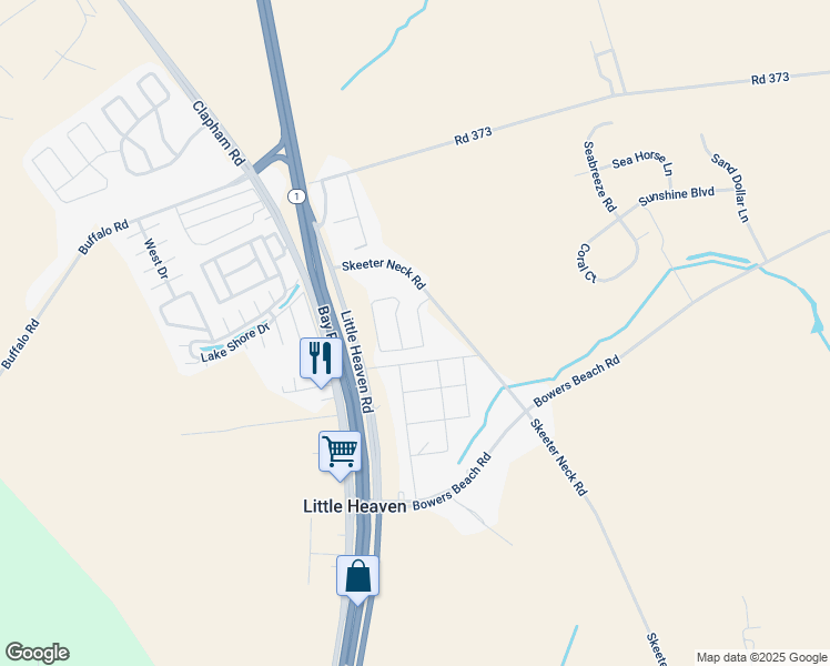 map of restaurants, bars, coffee shops, grocery stores, and more near 80 Barefoot Lane in Frederica