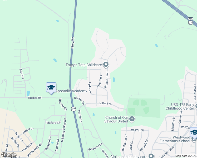 map of restaurants, bars, coffee shops, grocery stores, and more near 2114 Deer Trail in Junction City