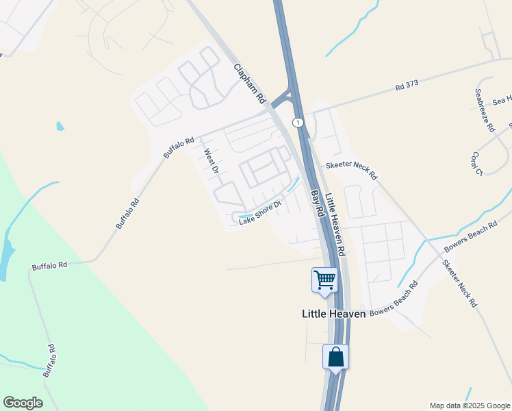 map of restaurants, bars, coffee shops, grocery stores, and more near 270 Lake Shore Drive in Frederica