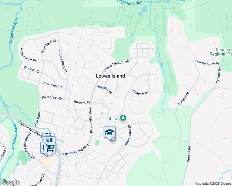 map of restaurants, bars, coffee shops, grocery stores, and more near 20530 Swecker Farm Place in Sterling
