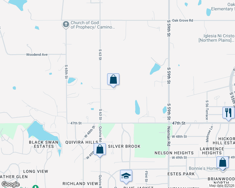 map of restaurants, bars, coffee shops, grocery stores, and more near 3031 South 63 Street in Kansas City