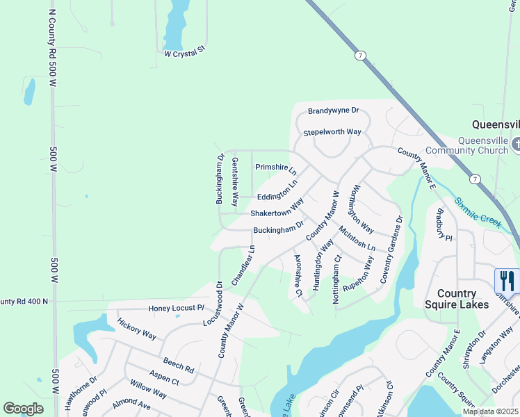 map of restaurants, bars, coffee shops, grocery stores, and more near 2498 Shakertown Way in North Vernon