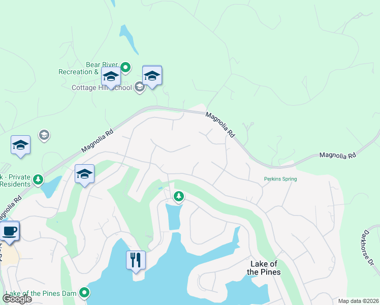 map of restaurants, bars, coffee shops, grocery stores, and more near 11760 Torrey Pines Drive in Auburn