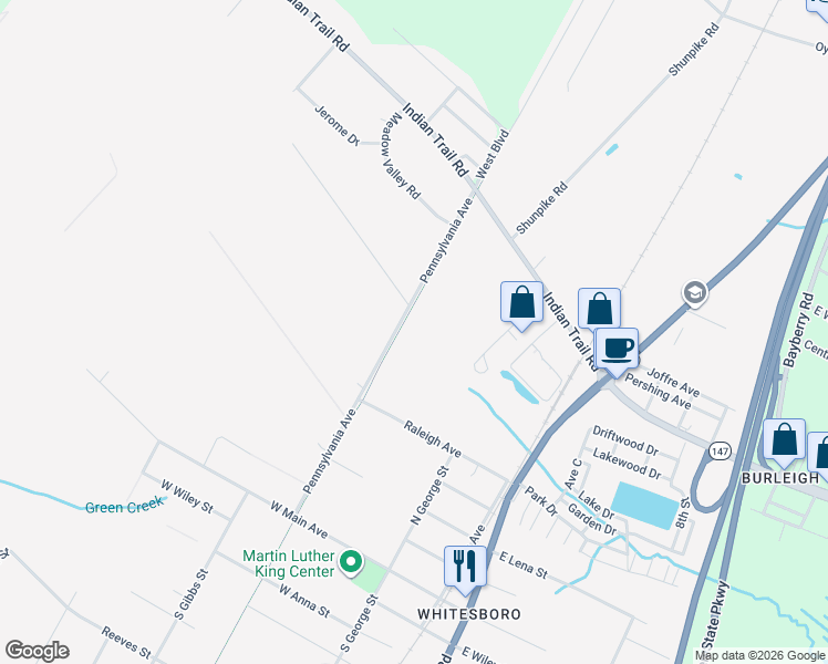 map of restaurants, bars, coffee shops, grocery stores, and more near 507 Newark Road in Whitesboro-Burleigh