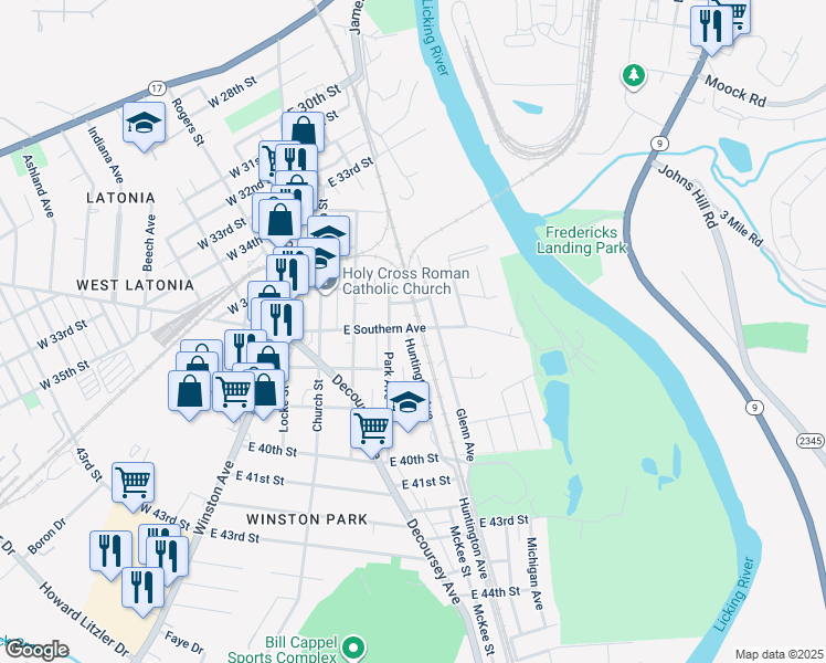map of restaurants, bars, coffee shops, grocery stores, and more near 3605 Glenn Avenue in Covington