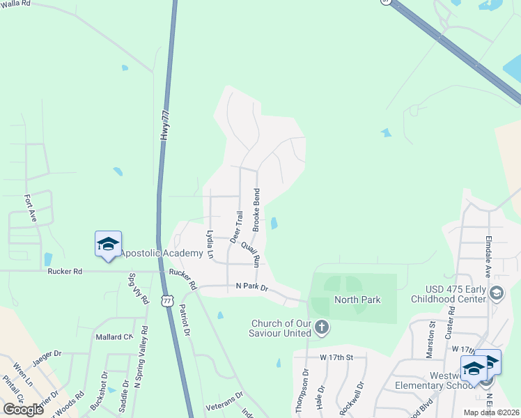 map of restaurants, bars, coffee shops, grocery stores, and more near 2215 Brooke Bend in Junction City