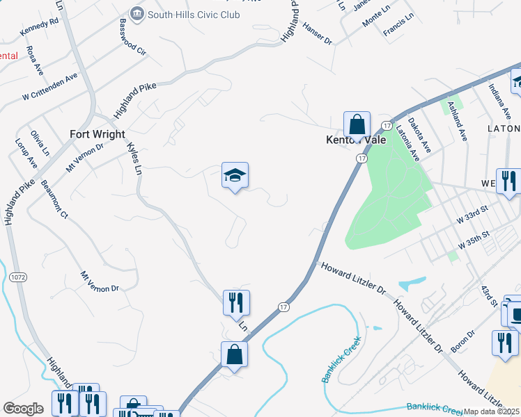 map of restaurants, bars, coffee shops, grocery stores, and more near 401-499 Farrell Drive in Covington