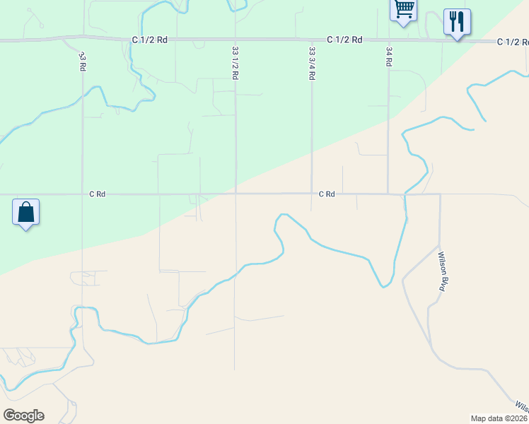 map of restaurants, bars, coffee shops, grocery stores, and more near 3363 C Road in Palisade