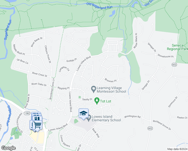 map of restaurants, bars, coffee shops, grocery stores, and more near 20498 Swecker Farm Place in Sterling