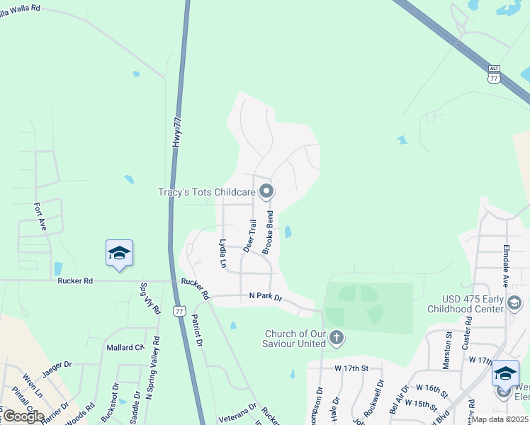 map of restaurants, bars, coffee shops, grocery stores, and more near 2220 Brooke Bend in Junction City