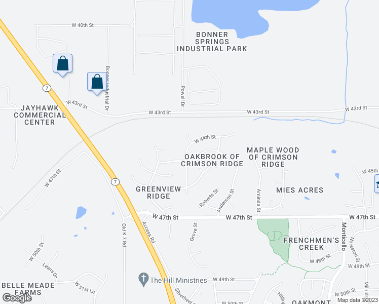 map of restaurants, bars, coffee shops, grocery stores, and more near 4415 Silverheel Street in Shawnee
