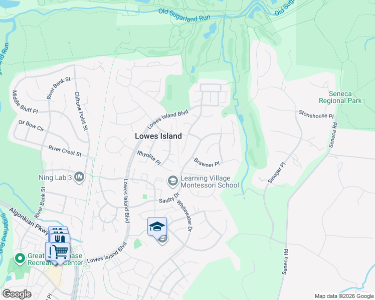 map of restaurants, bars, coffee shops, grocery stores, and more near 20492 Tappahannock Place in Sterling