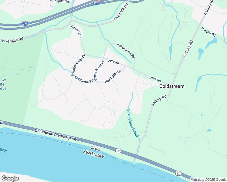 map of restaurants, bars, coffee shops, grocery stores, and more near 7432 Bayswater Drive in Cincinnati