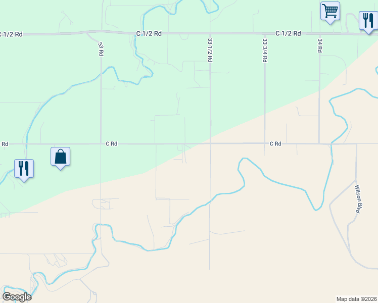 map of restaurants, bars, coffee shops, grocery stores, and more near 3339 C Road in Palisade