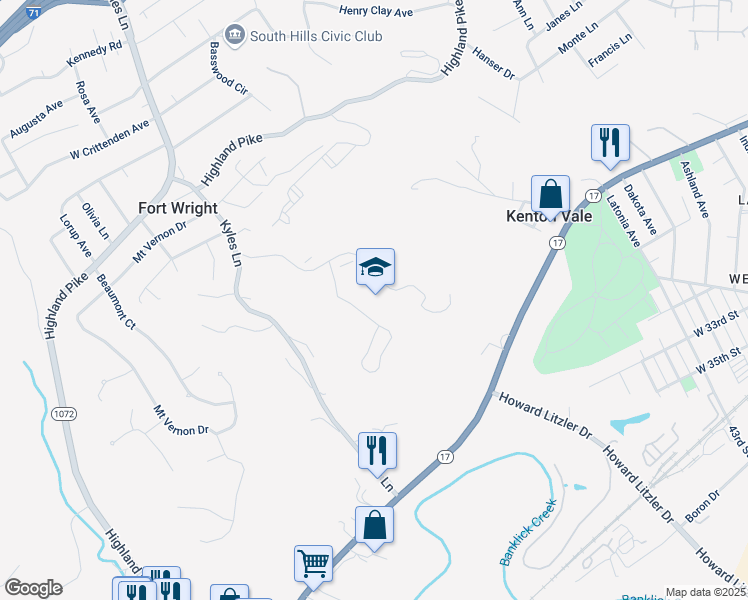 map of restaurants, bars, coffee shops, grocery stores, and more near 501 Farrell Dr in Covington
