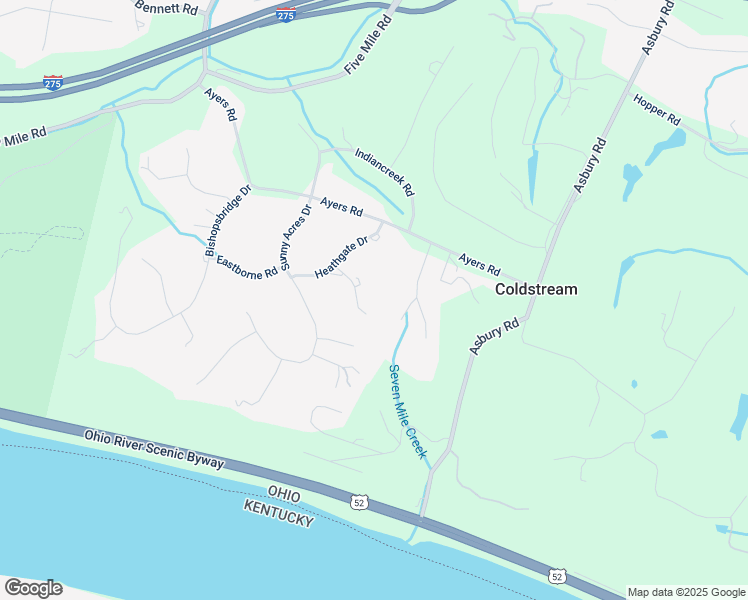map of restaurants, bars, coffee shops, grocery stores, and more near 7432 Bayswater Drive in Cincinnati