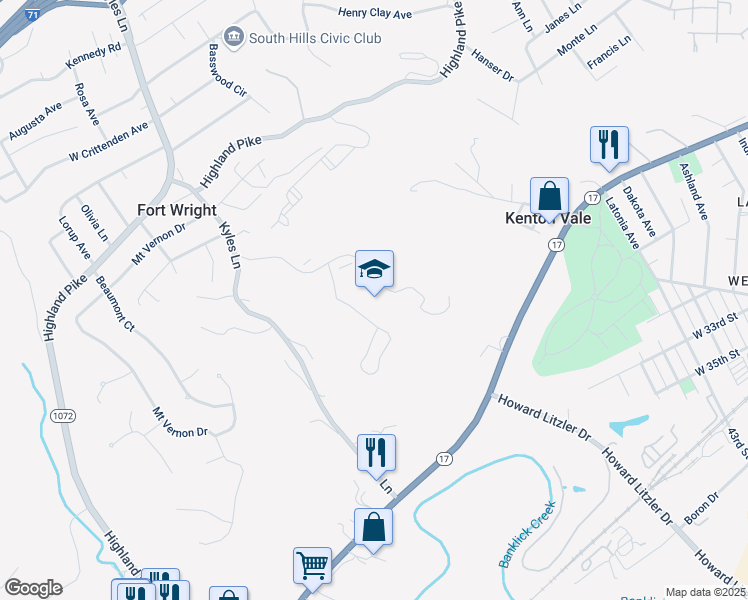 map of restaurants, bars, coffee shops, grocery stores, and more near 501 Farrell Drive in Covington