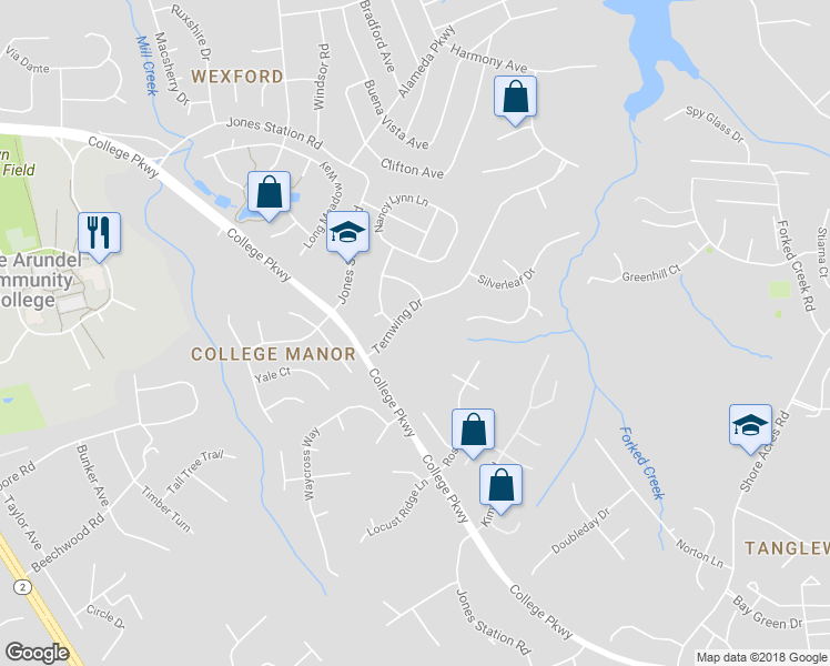 map of restaurants, bars, coffee shops, grocery stores, and more near 2 Ostrowski Lane in Arnold