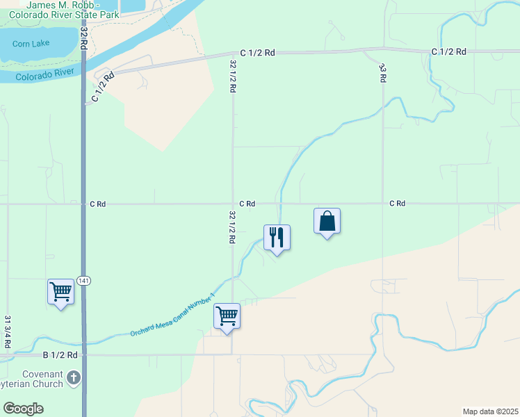 map of restaurants, bars, coffee shops, grocery stores, and more near 3259 C Road in Palisade