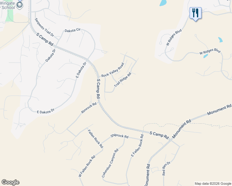 map of restaurants, bars, coffee shops, grocery stores, and more near 2283 Trail Ridge Road in Grand Junction