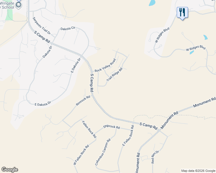 map of restaurants, bars, coffee shops, grocery stores, and more near 2283 Trail Ridge Road in Grand Junction