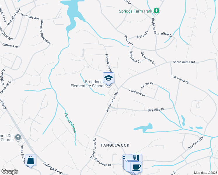 map of restaurants, bars, coffee shops, grocery stores, and more near 470 Shore Acres Road in Arnold