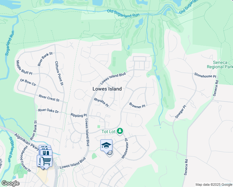 map of restaurants, bars, coffee shops, grocery stores, and more near 20482 Swecker Farm Place in Sterling