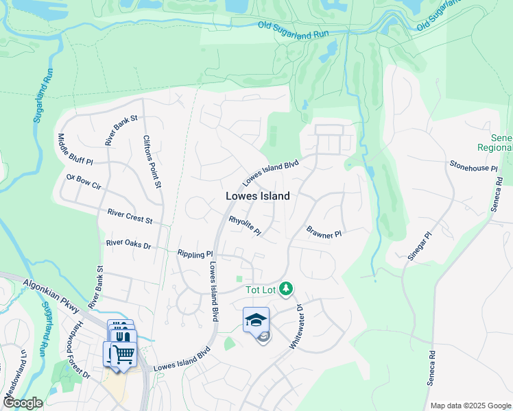 map of restaurants, bars, coffee shops, grocery stores, and more near 20472 McGees Ferry Way in Sterling