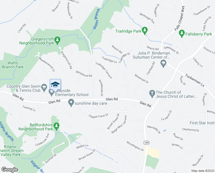 map of restaurants, bars, coffee shops, grocery stores, and more near 11712 Trailridge Drive in Rockville