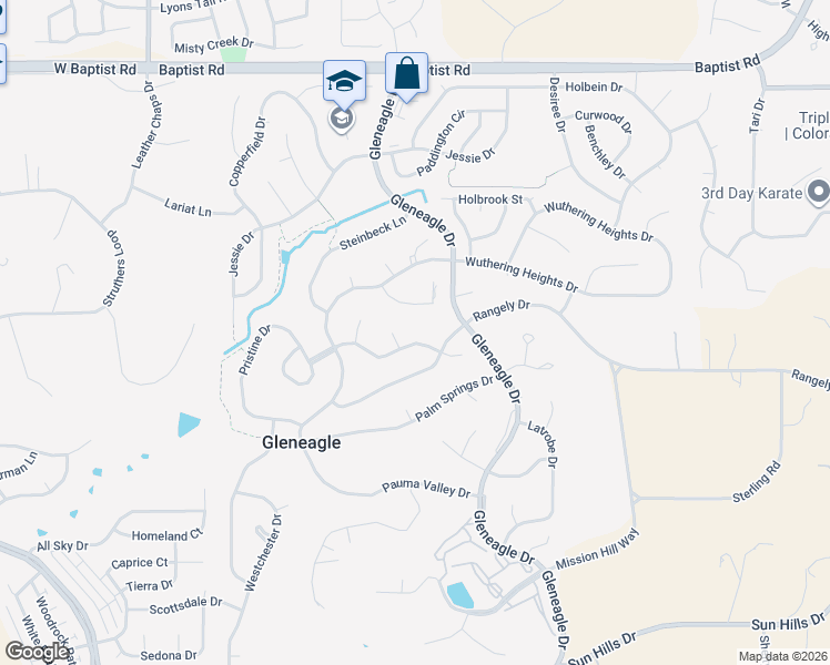 map of restaurants, bars, coffee shops, grocery stores, and more near 205 Desert Inn Way in Colorado Springs