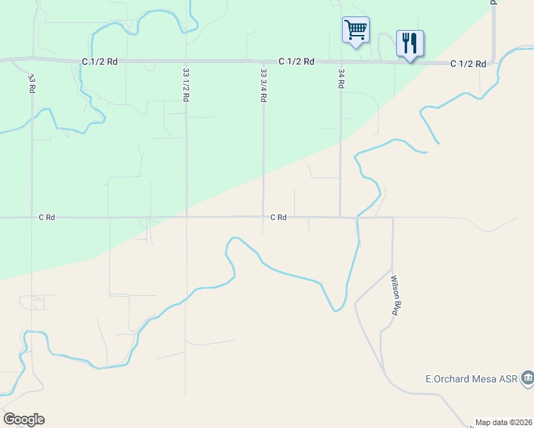 map of restaurants, bars, coffee shops, grocery stores, and more near 3363 C Road in Palisade