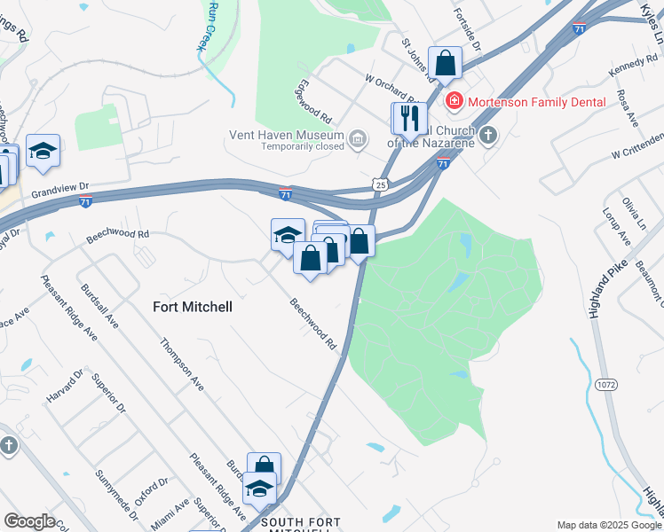 map of restaurants, bars, coffee shops, grocery stores, and more near 2150 Dixie Highway in Fort Mitchell