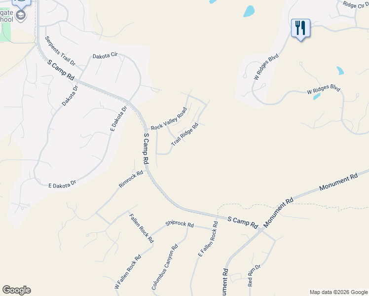 map of restaurants, bars, coffee shops, grocery stores, and more near 2313 Trail Ridge Road in Grand Junction